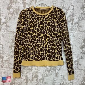 Christopher Kane 100% Cashmere Woven Leopard Pattern Knit Sweater